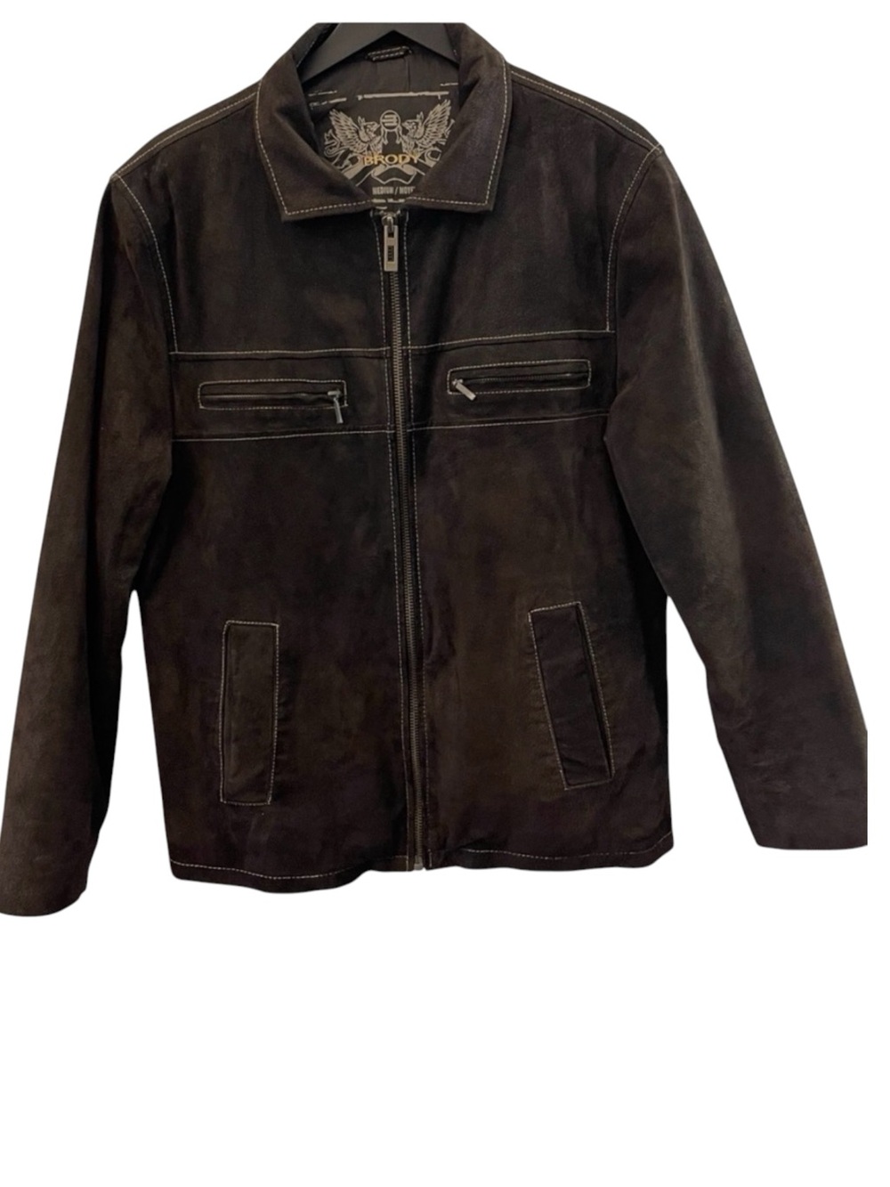 Vintage Brody Brown Suede Leather Aviator Jacket (M)